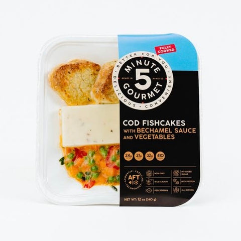 Cod Fishcakes with Bechamel Sauce and Vegetables, 12 oz