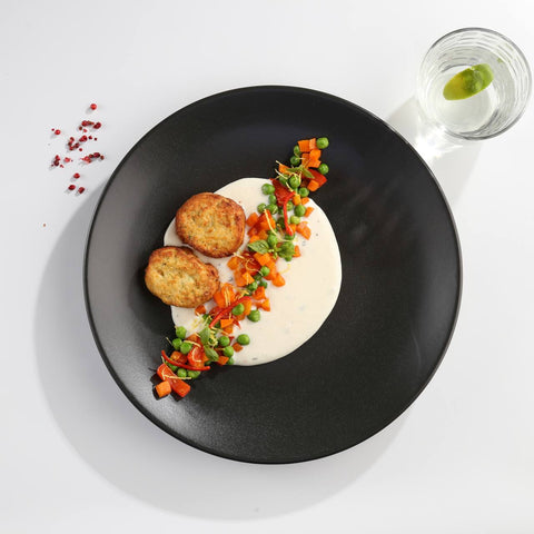 Cod Fishcakes with Bechamel Sauce and Vegetables, 12 oz