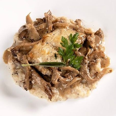 Wild Halibut with Three Mushroom Risotto, 11 oz